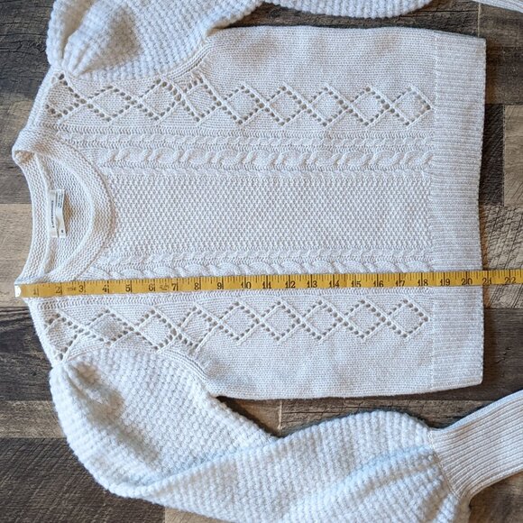 Anthropologie Elizabeth Pointelle Knit Sweater Lightweight Wool - Picture 5 of 7